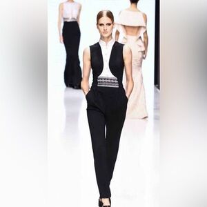 Sebastian Gunawan Very rear couturissimo, contour runway jumpsuit black/white